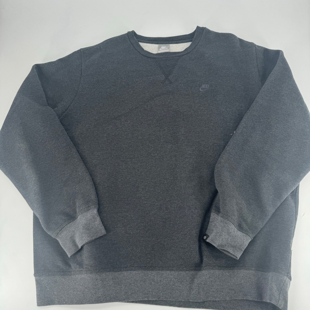 Nike‎ Sportswear Mens XXL Crewneck Sweatshirt Charcoal Heather Grey Fleece VTG